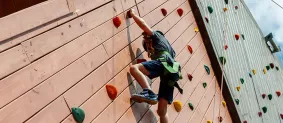 Camper climbs big buzz tower